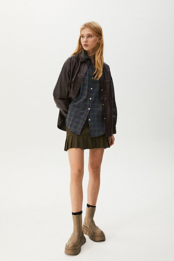 Faux Leather Overshirt With Pocket - Image 4